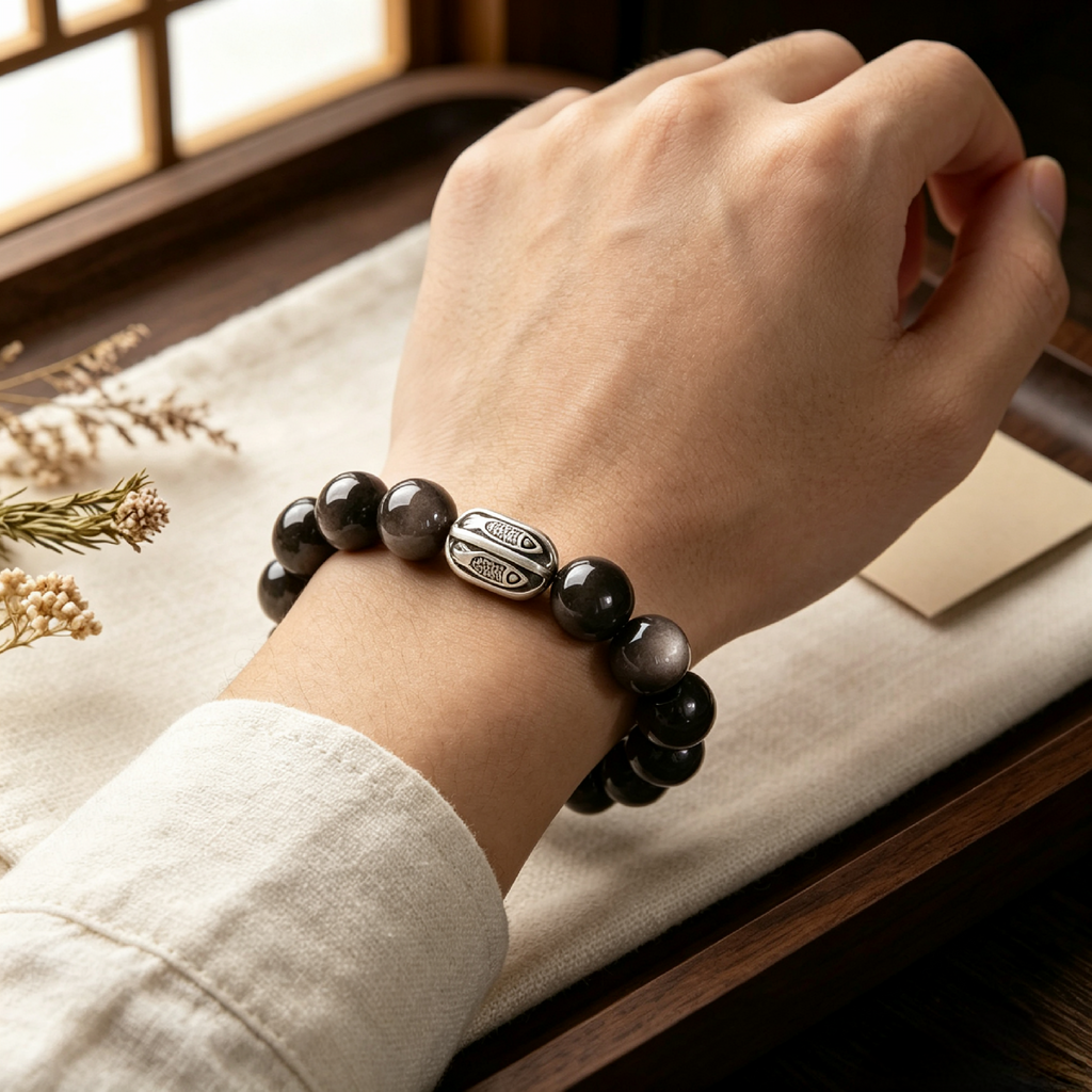Koi Tide Obsidian Bracelet