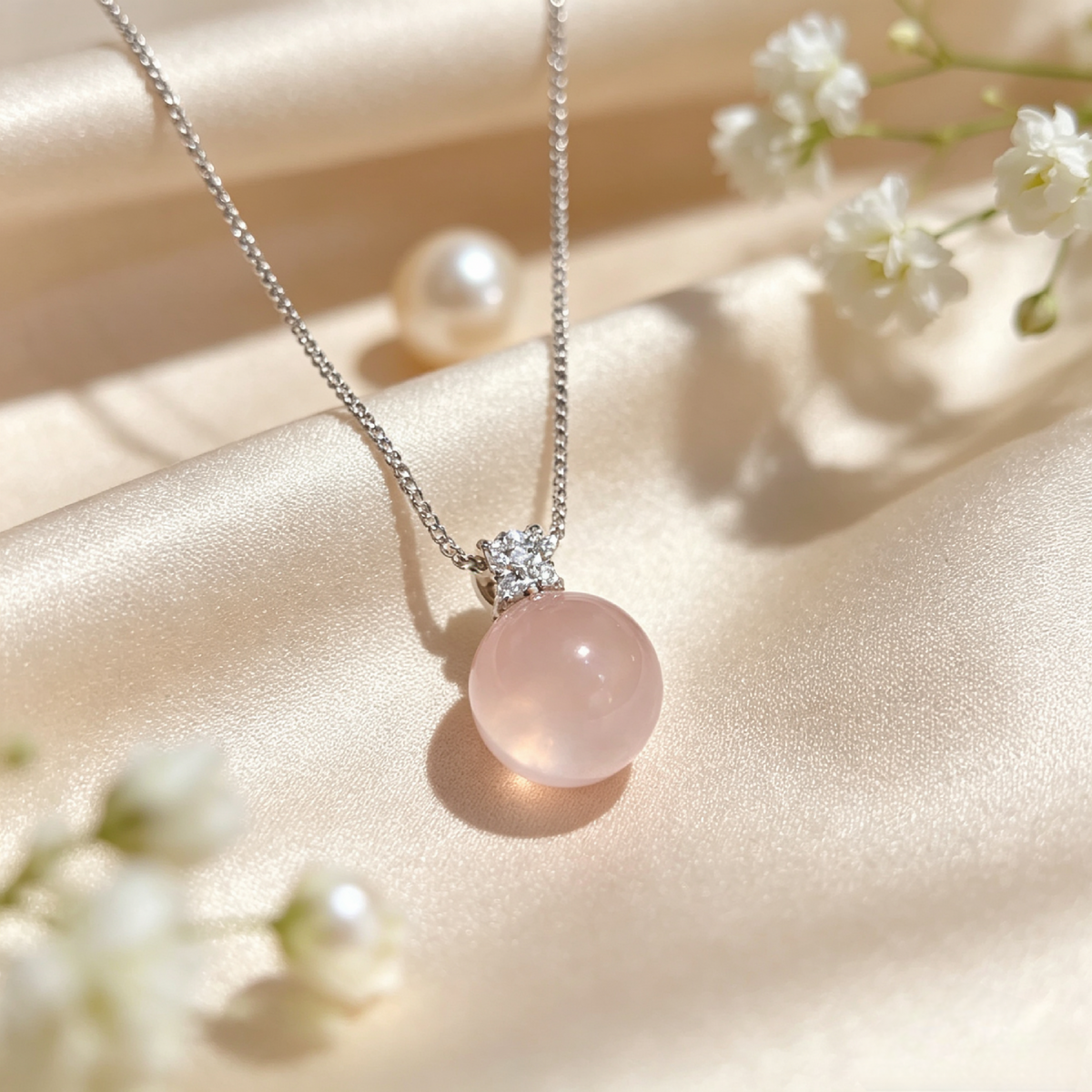 Dainty Rose Quartz Pendant Necklace