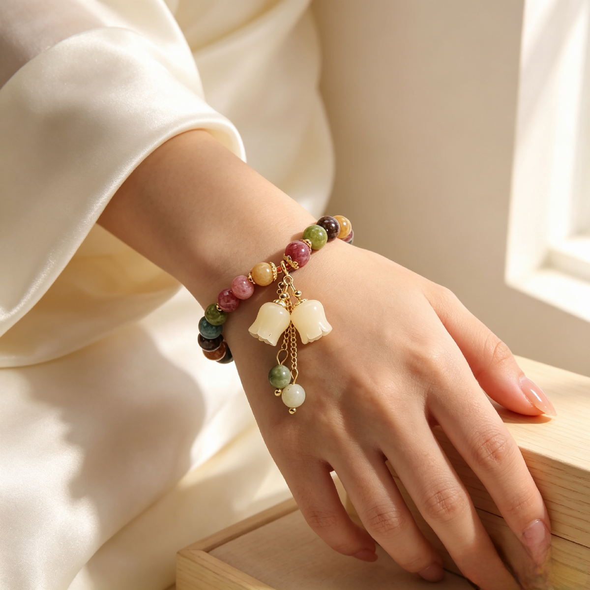 Vibrant Garden Lily Beaded Bracelet