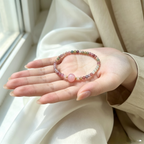 Thin Mixed Gemstone Bracelet with Rose Quartz Accent