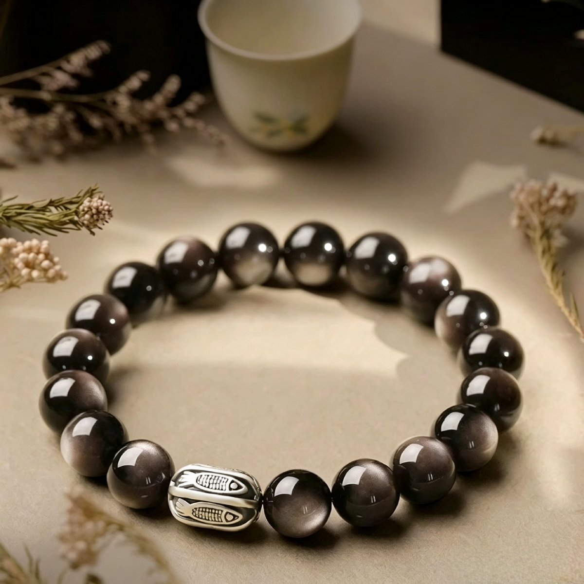 Koi Tide Obsidian Bracelet