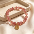 Strawberry Quartz Bracelet with Fortune Charm